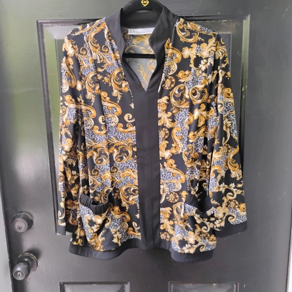 George Simonton Black and Gold Paisley Top